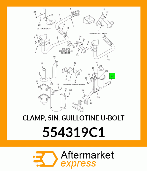 CLAMP, 5IN, GUILLOTINE U-BOLT 554319C1