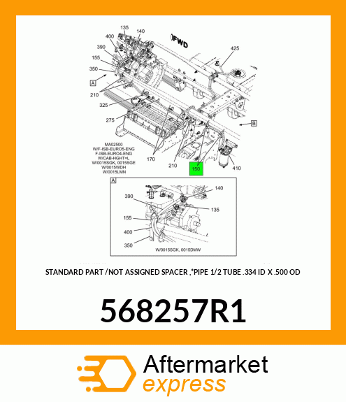STANDARD PART /NOT ASSIGNED SPACER ,*PIPE 1/2 TUBE .334 ID X .500 OD 568257R1