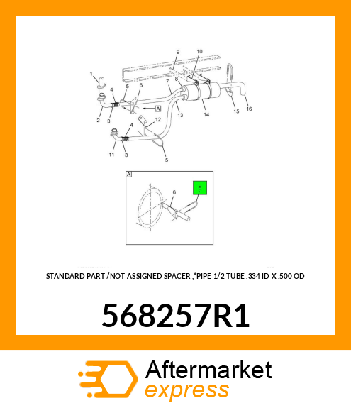 STANDARD PART /NOT ASSIGNED SPACER ,*PIPE 1/2 TUBE .334 ID X .500 OD 568257R1