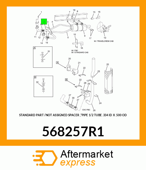 STANDARD PART /NOT ASSIGNED SPACER ,*PIPE 1/2 TUBE .334 ID X .500 OD 568257R1