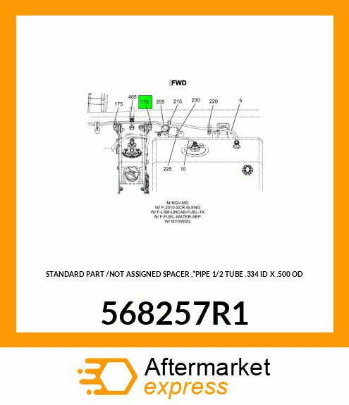 STANDARD PART /NOT ASSIGNED SPACER ,*PIPE 1/2 TUBE .334 ID X .500 OD 568257R1