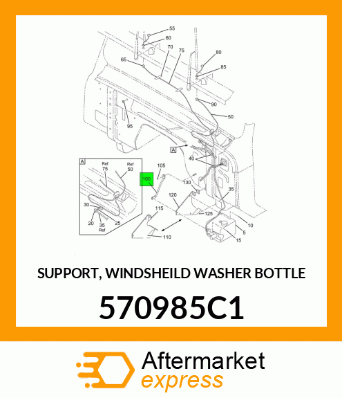 SUPPORT, WINDSHEILD WASHER BOTTLE 570985C1