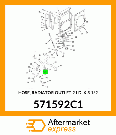 HOSE, RADIATOR OUTLET 2" I.D. X 3 1/2" 571592C1