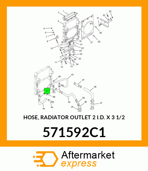 HOSE, RADIATOR OUTLET 2" I.D. X 3 1/2" 571592C1