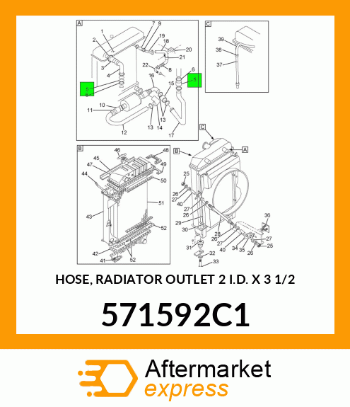 HOSE, RADIATOR OUTLET 2" I.D. X 3 1/2" 571592C1