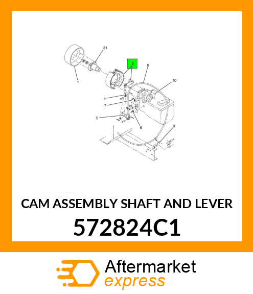 CAM ASSEMBLY SHAFT AND LEVER 572824C1