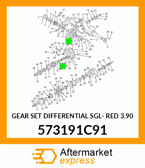 GEAR SET DIFFERENTIAL SGL- RED 3.90 573191C91