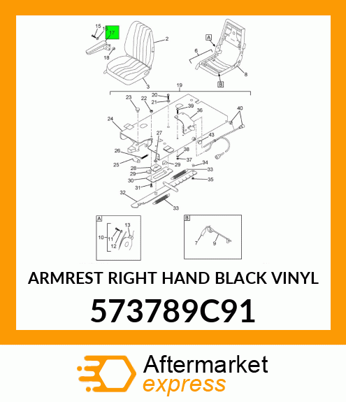 ARMREST RIGHT HAND BLACK VINYL 573789C91