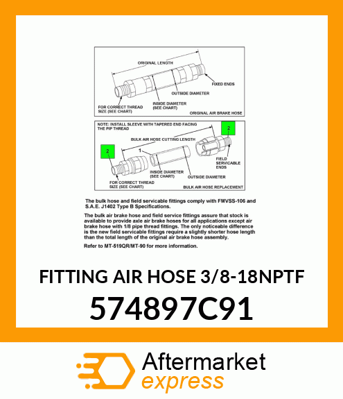 FITTING AIR HOSE 3/8"-18NPTF 574897C91