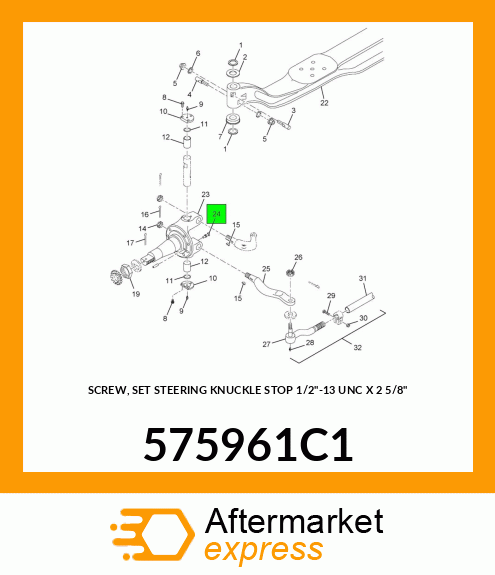SCREW, SET STEERING KNUCKLE STOP 1/2"-13 UNC X 2 5/8" 575961C1