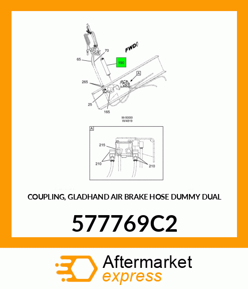 COUPLING, GLADHAND AIR BRAKE HOSE DUMMY DUAL 577769C2