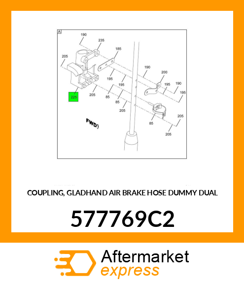 COUPLING, GLADHAND AIR BRAKE HOSE DUMMY DUAL 577769C2