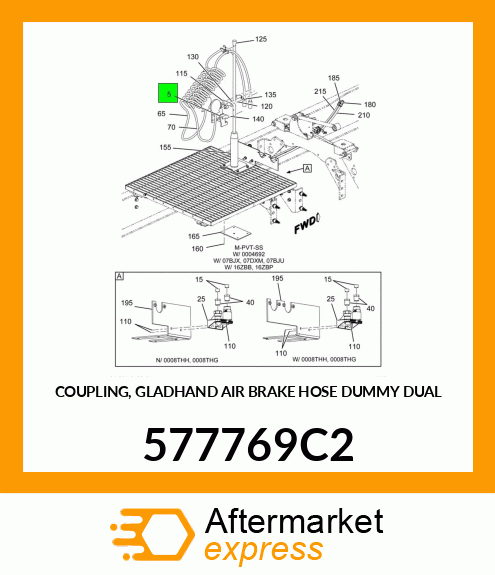 COUPLING, GLADHAND AIR BRAKE HOSE DUMMY DUAL 577769C2