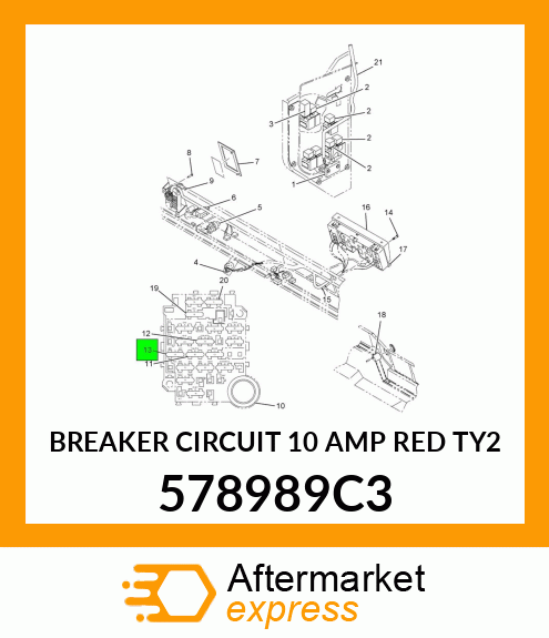 BREAKER CIRCUIT 10 AMP RED TY2 578989C3