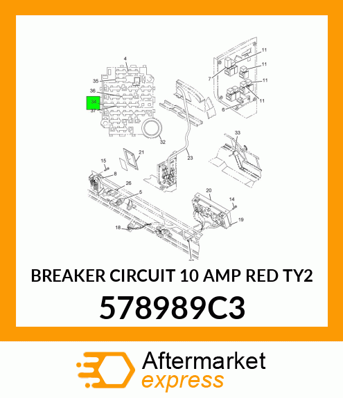 BREAKER CIRCUIT 10 AMP RED TY2 578989C3