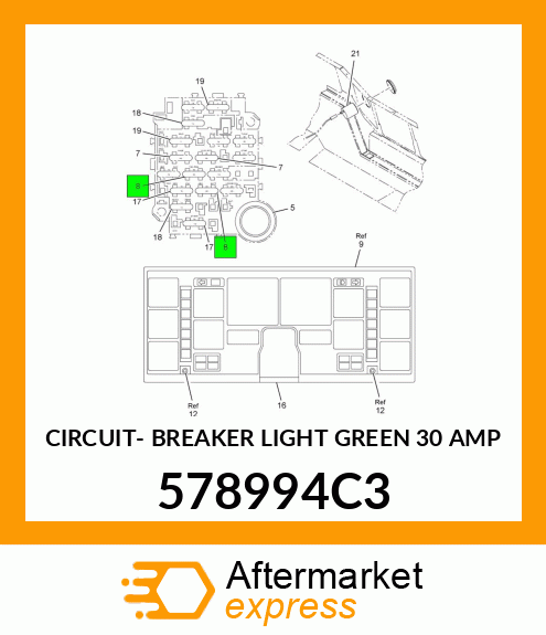 CIRCUIT- BREAKER LIGHT GREEN 30 AMP 578994C3