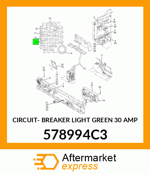 CIRCUIT- BREAKER LIGHT GREEN 30 AMP 578994C3