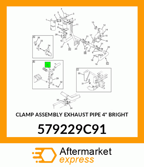 CLAMP ASSEMBLY EXHAUST PIPE 4" BRIGHT 579229C91