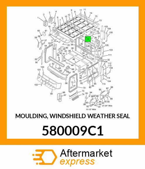 MOULDING, WINDSHIELD WEATHER SEAL 580009C1