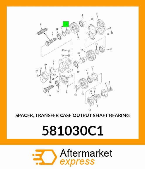 SPACER, TRANSFER CASE OUTPUT SHAFT BEARING 581030C1