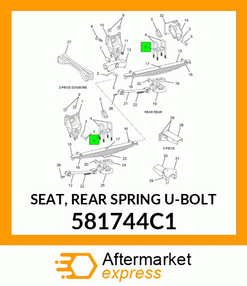 SEAT, REAR SPRING U-BOLT 581744C1