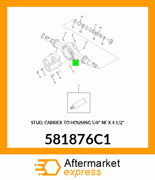 STUD, CARRIER TO HOUSING 5/8" NF X 4 1/2" 581876C1