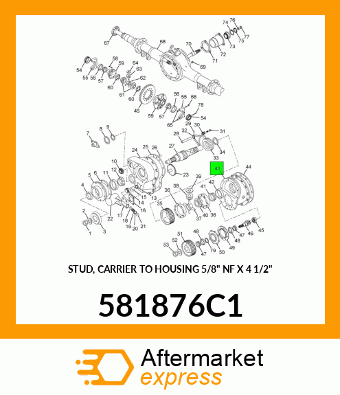 STUD, CARRIER TO HOUSING 5/8" NF X 4 1/2" 581876C1