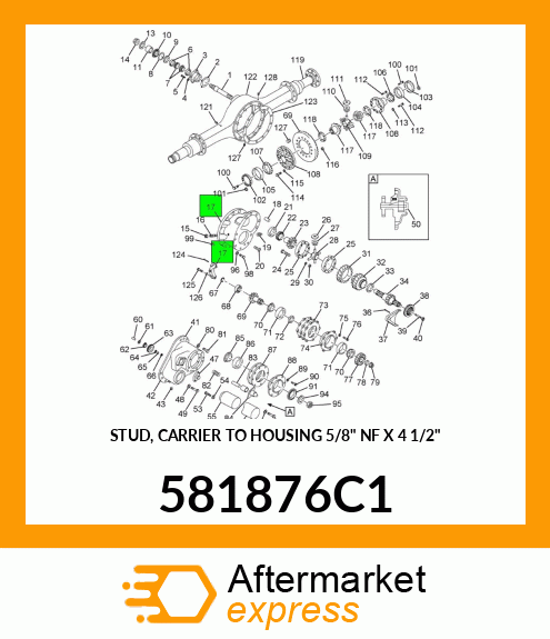 STUD, CARRIER TO HOUSING 5/8" NF X 4 1/2" 581876C1