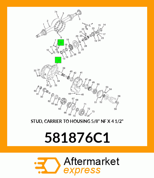 STUD, CARRIER TO HOUSING 5/8" NF X 4 1/2" 581876C1