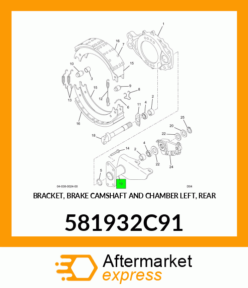 BRACKET, BRAKE CAMSHAFT AND CHAMBER LEFT, REAR 581932C91