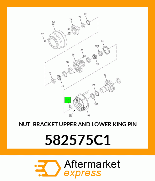 NUT, BRACKET UPPER AND LOWER KING PIN 582575C1