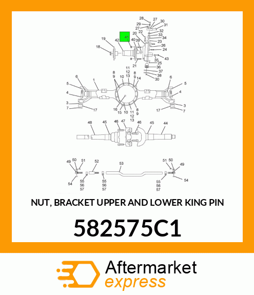 NUT, BRACKET UPPER AND LOWER KING PIN 582575C1