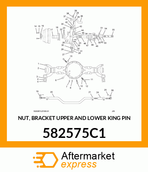 NUT, BRACKET UPPER AND LOWER KING PIN 582575C1