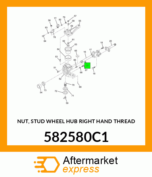 NUT, STUD WHEEL HUB RIGHT HAND THREAD 582580C1