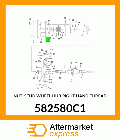 NUT, STUD WHEEL HUB RIGHT HAND THREAD 582580C1