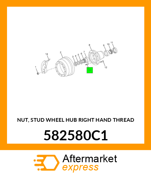 NUT, STUD WHEEL HUB RIGHT HAND THREAD 582580C1