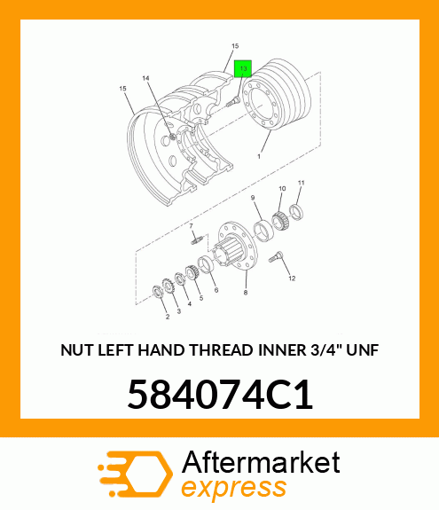 NUT LEFT HAND THREAD INNER 3/4" UNF 584074C1