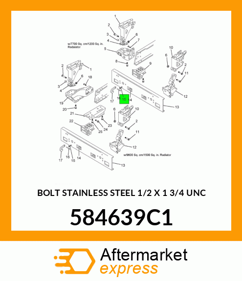 BOLT STAINLESS STEEL 1/2" X 1 3/4" UNC 584639C1