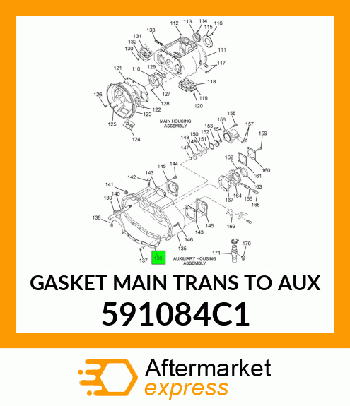 GASKET MAIN TRANS TO AUX 591084C1