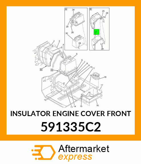 INSULATOR ENGINE COVER FRONT 591335C2