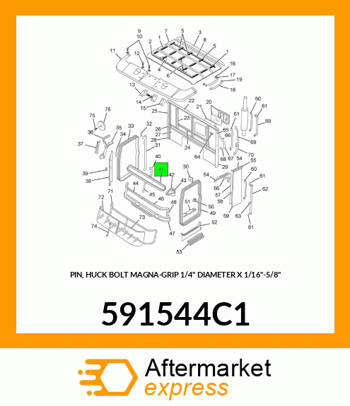 PIN, HUCK BOLT MAGNA-GRIP 1/4" DIAMETER X 1/16"-5/8" 591544C1