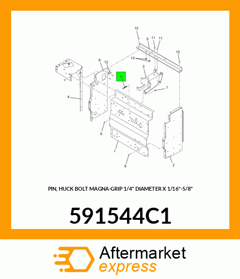 PIN, HUCK BOLT MAGNA-GRIP 1/4" DIAMETER X 1/16"-5/8" 591544C1