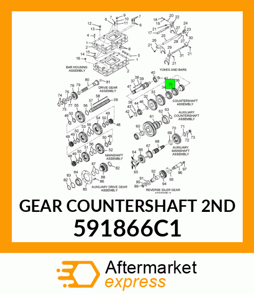 GEAR COUNTERSHAFT 2ND 591866C1