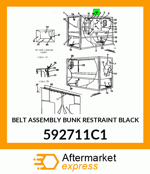 BELT ASSEMBLY BUNK RESTRAINT BLACK 592711C1