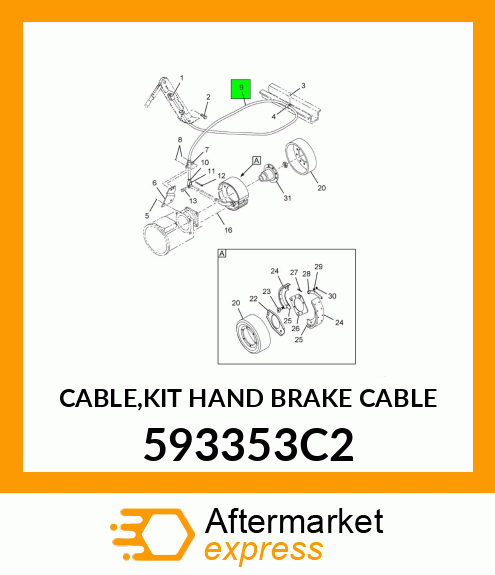 CABLE,KIT HAND BRAKE CABLE 593353C2