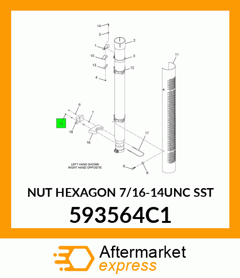 NUT HEXAGON 7/16-14UNC SST 593564C1