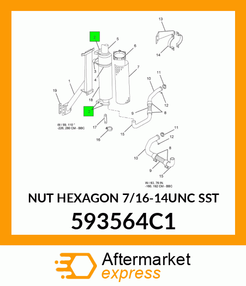 NUT HEXAGON 7/16-14UNC SST 593564C1