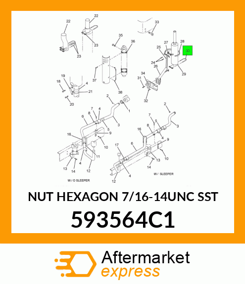 NUT HEXAGON 7/16-14UNC SST 593564C1