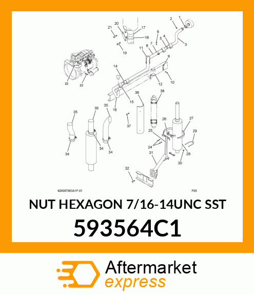 NUT HEXAGON 7/16-14UNC SST 593564C1