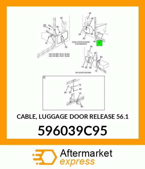 CABLE, LUGGAGE DOOR RELEASE 56.1" 596039C95